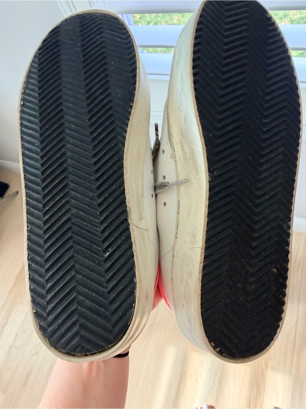 Golden Goose White Leather Super-Star Sneakers with Pink Heel - Picture 9 of 9